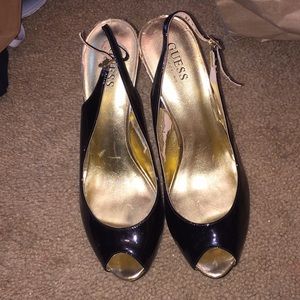 Black peep toe heels